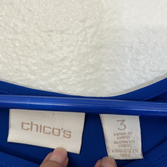 Chicos Womans Royal Blue Layered Look asymmetrical look Sleeveless Top Sz 3 - Picture 5 of 9